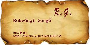 Rekvényi Gergő névjegykártya